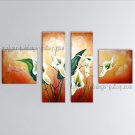 Tetraptych Contemporary Wall Art Floral Painting Lily Flowers Artwork