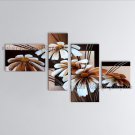 Tetraptych Contemporary Wall Art Floral Painting Daisy Flower On Canvas