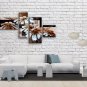 Tetraptych Contemporary Wall Art Floral Painting Daisy Flower On Canvas
