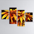 Tetraptych Contemporary Wall Art Floral Painting Daisy Flowers Artwork