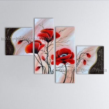 Large Contemporary Wall Art Floral Painting Poppy Flower Inner Framed