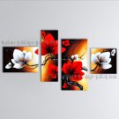 Tetraptych Contemporary Wall Art Floral Painting Tulip Flower On Canvas
