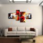 Tetraptych Contemporary Wall Art Floral Painting Tulip Flower On Canvas