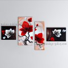 4 Pieces Contemporary Wall Art Floral Painting Tulip Flower On Canvas