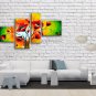 4 Pieces Contemporary Wall Art Floral Painting Poppy Flowers Artwork