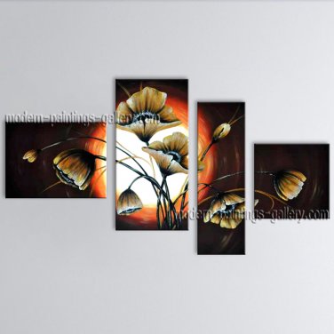 Large Contemporary Wall Art Floral Painting Poppy Flower Inner Stretched