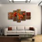 Tetraptych Contemporary Wall Art Floral Painting Poppy Decoration Ideas