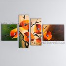 4 Pieces Contemporary Wall Art Floral Painting Tulip Flower On Canvas