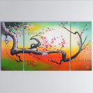 Triptych Contemporary Wall Art Floral Painting Plum Blossom Oil On Canvas