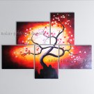 5 Pieces Contemporary Wall Art Floral Painting Plum Blossom Oil On Canvas