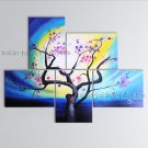 Pentaptych Contemporary Wall Art Floral Plum Blossom Decoration Ideas