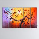 Pentaptych Contemporary Wall Art Floral Plum Blossom Gallery Wrapped