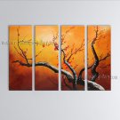 Tetraptych Contemporary Wall Art Floral Plum Blossom Contemporary Decor