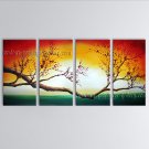 Tetraptych Contemporary Wall Art Floral Cherry Blossom Contemporary Decor
