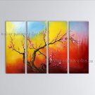 Tetraptych Contemporary Wall Art Floral Plum Blossom On Canvas Artworks