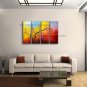 Tetraptych Contemporary Wall Art Floral Plum Blossom On Canvas Artworks