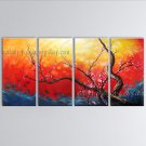Tetraptych Contemporary Wall Art Floral Plum Blossom Contemporary Decor