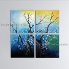 4 Pieces Contemporary Wall Art Floral Plum Blossom On Canvas Artworks