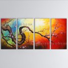 4 Pieces Contemporary Wall Art Floral Plum Blossom Interior Design