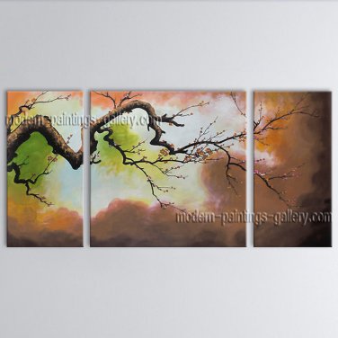 Triptych Contemporary Wall Art Floral Painting Plum Blossom Inner Framed