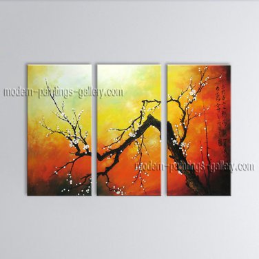 Triptych Contemporary Wall Art Floral Plum Blossom Decoration Ideas