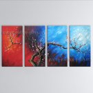 4 Pieces Contemporary Wall Art Floral Plum Blossom Gallery Wrapped