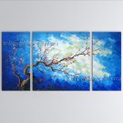 Triptych Contemporary Wall Art Floral Plum Blossom Gallery Wrapped