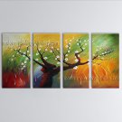 Tetraptych Contemporary Wall Art Floral Painting Cherry Blossom Scenery