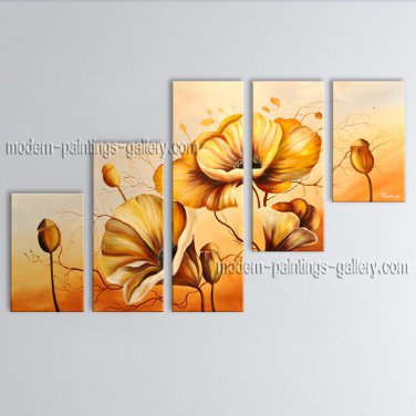 Large Contemporary Wall Art Floral Painting Poppy Flower On Canvas