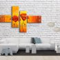 Tetraptych Contemporary Wall Art Floral Painting Poppy Flower On Canvas