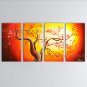4 Pieces Contemporary Wall Art Floral Painting Cherry Blossom On Canvas