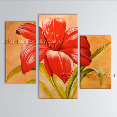 Handmade Triptych Contemporary Wall Art Floral Painting Flower Oil Canvas