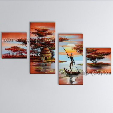 Handmade Large Contemporary Wall Art Landscape Painting Canvas Stretched