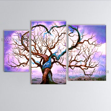Large Contemporary Wall Art Landscape Painting Tree Inner Stretched