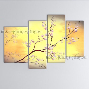 4 Pieces Contemporary Wall Art Landscape Painting Tree Oil On Canvas