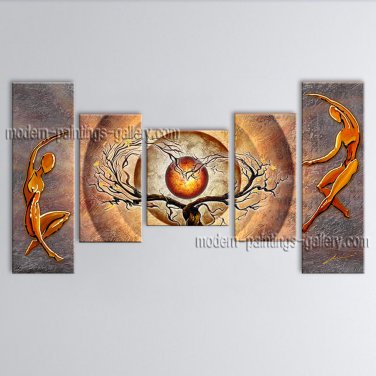 Pentaptych Contemporary Wall Art Landscape Tree On Canvas Artworks