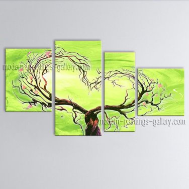 Tetraptych Contemporary Wall Art Landscape Painting Tree Ready To Hang