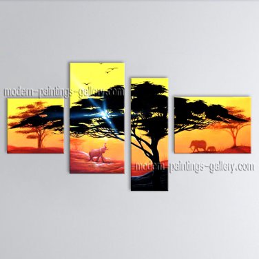 Handmade Tetraptych Contemporary Wall Art Landscape Painting Ready To Hang