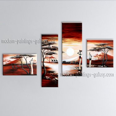 4 Pieces Contemporary Wall Art Landscape Painting Decoration Ideas
