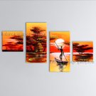 Tetraptych Contemporary Wall Art Landscape Painting Inner Stretched