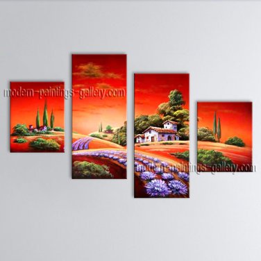Tetraptych Contemporary Wall Art Landscape Painting Inner Stretched