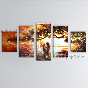 Handmade 5 Pieces Contemporary Wall Art Landscape Painting Gallery Wrapped