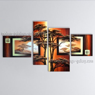 Handmade 4 Pieces Contemporary Wall Art Landscape Painting Ready To Hang