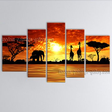 Pentaptych Contemporary Wall Art Landscape Painting Decoration Ideas