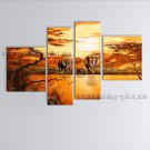 Tetraptych Contemporary Wall Art Landscape Painting Canvas Stretched