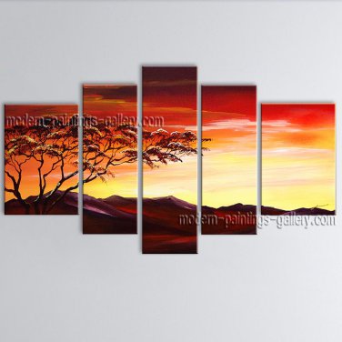 Handmade 5 Pieces Contemporary Wall Art Landscape Painting Inner Framed