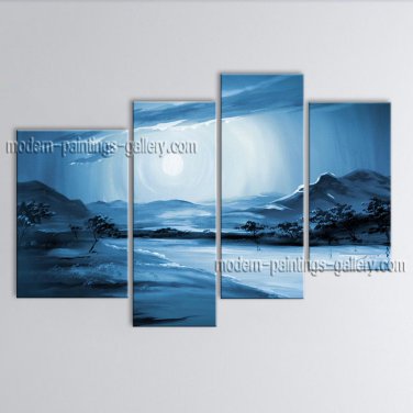 Handmade 4 Pieces Contemporary Wall Art Landscape Painting Africa Scenery