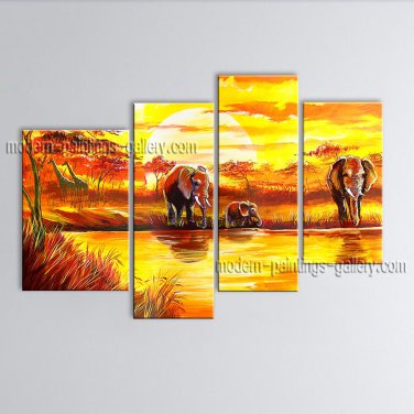 Handmade 4 Pieces Contemporary Wall Art Landscape Painting Ready To Hang