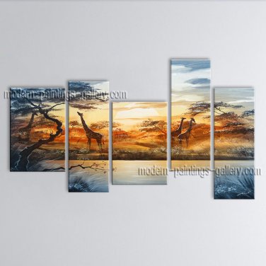 Pentaptych Contemporary Wall Art Landscape Painting Decoration Ideas