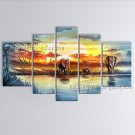 Handmade Pentaptych Contemporary Wall Art Landscape Painting Inner Framed